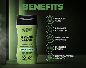 Beardo B-Acne Clear Body Wash for Men 200 ml | With Neem, Tea Tree and Salicylic Acid | Clean Clear Skin | For Body Acne and Skin Purification