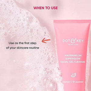 Dot & Key Watermelon SuperGlow Facial Gel Cleanser | oil control face wash for normal to oily skin | brightens skin | 120ml