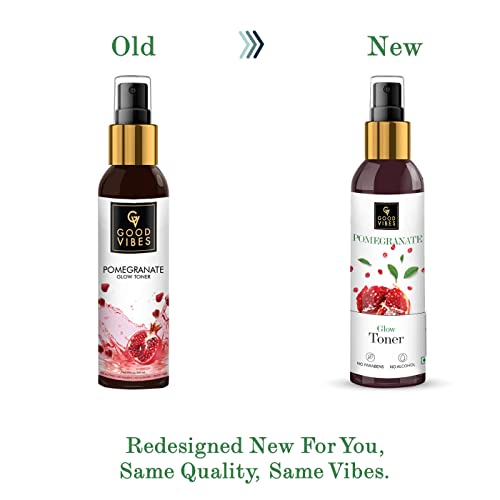 Good Vibes Pomegranate Glow Toner 200 ml, Anti Ageing Hydrating Light Weight Moisturizing Face Spray Toner for All Skin Types, Natural, No Alcohol, Parabens & Sulphates, No Animal Testing