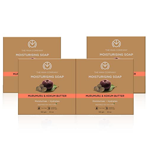 The Man Company Moisturising Soap Bar with Murumuru & Kokum Butter (Combo Pack of 4) for Long Lasting Freshness | Glowing and Soft Skin | All Skin Types -100 gm -BUY 3 GET 1 FREE