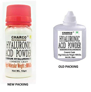 CHARCO - Skin To Internal Health's Hyaluronic Acid Powder, Cosmetic Grade "Molecular W. : 800 kda" ( Quantity :10 Gm) For Serum Making, Anti Ageing Beauty Formulations, Moisturizer & Lotion Making, & DIY Personal Care For Face, Hair, Skin & Body