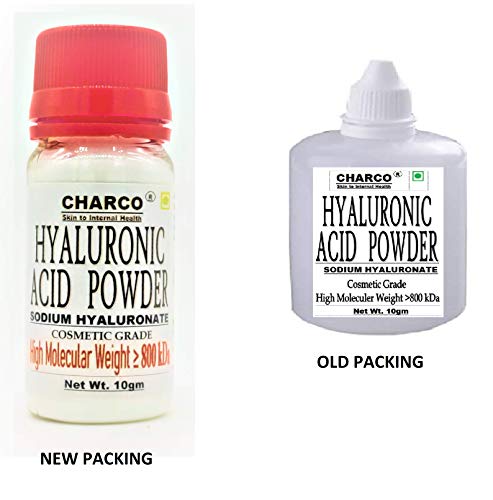 CHARCO - Skin To Internal Health's Hyaluronic Acid Powder, Cosmetic Grade "Molecular W. : 800 kda" ( Quantity :10 Gm) For Serum Making, Anti Ageing Beauty Formulations, Moisturizer & Lotion Making, & DIY Personal Care For Face, Hair, Skin & Body