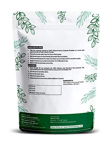 H&C Herbal Ingredients Expert Natural Curry Leaves(Kadi Patta) Powder (Sun Dried & Stemless) 227g for Strong and Shiny Hair