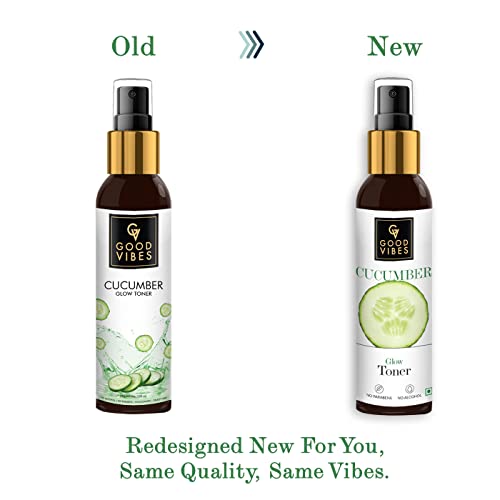 Good Vibes Cucumber Glow Toner 120 ml, Hydrating Pore Tightening Moisturizing Revitalising Face Spray Toner for All Skin Types, Natural, No Alcohol, Parabens & Sulphates, No Animal Testing