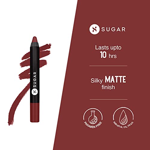 SUGAR Cosmetics - Matte As Hell - Crayon Lipstick -15 Stephanie Plum (Plum Mauve) - 3.5 gms - Bold and Silky Matte Finish Lipstick, Lightweight, Lasts Up to 12 hours