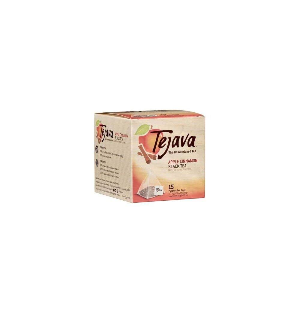 Tejava Biodegradable Black Tea Bags, Apple Cinnamon, 30 Pack, Unsweetened, Non-GMO, Kosher, No Sugar or Sweeteners, No calories, No Preservatives, Can Be Enjoyed Hot or Cold.