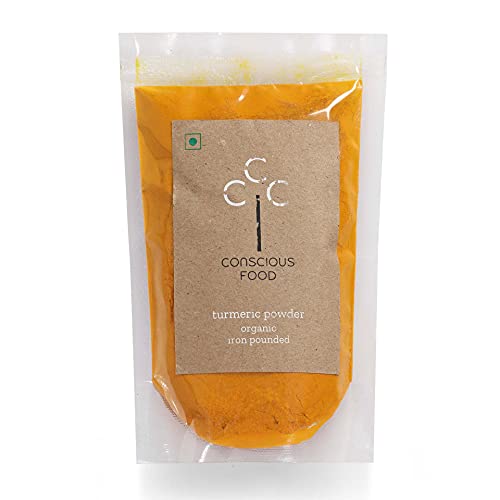 Conscious Food Turmeric Powder| Certified Organic | Antioxidant & Anti-Inflammatory | Iron-Pounded | Pure Haldi - 200g