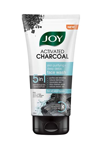 Joy Activated Charcoal Face Wash | Skin Purifying and Deep Detox | Fights Pollution, Blackheads, Whiteheads, Dark Spots, Acne and Pimples | Oil Control | Deep Pore Cleansing - Paraben Free -150 ml