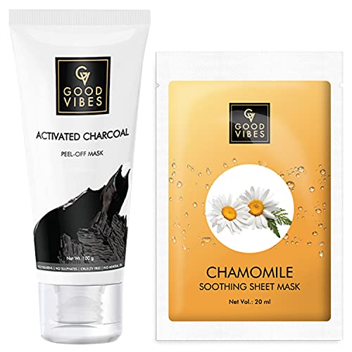 Good Vibes Skin Care Combo - Activated Charcoal Peel Off Mask (100 g) and Chamomile Soothing Sheet Mask (20 ml)
