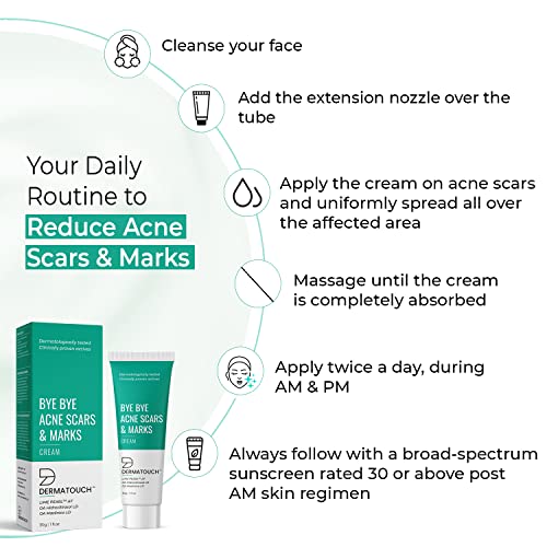 DERMATOUCH Bye Bye Acne Scars & Marks Cream || Acne Scars Corrector || Formulated Specially to Address Scars & Marks || Gives Even Skin Tone || Suitable For All Skin Types - 30G