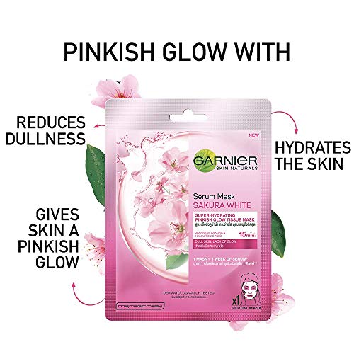 Garnier Serum Masks, 86g - (Light Complete 30g x 1 Pack + Sakura Glow 28g x 1 Pack + Pure Charcoal 28g x 1 Pack) (Gross Weight 128g)