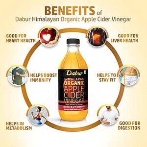 DABUR Himalayan Organic Apple Cider Vinegar with Mother of Vinegar |100% Pure| USDA Organic Certified |Raw, Unfiltered and Unpasteurized|Helps Boost Immunity - 500 ml