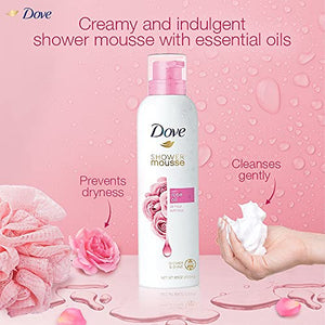 Dove Creamy Shower and Shaving Mousse, Gentle Cleanser Infused with Rose Oil for Nourishment, Gives 24 Hour Softness, Sulphate-Free, 200 ml