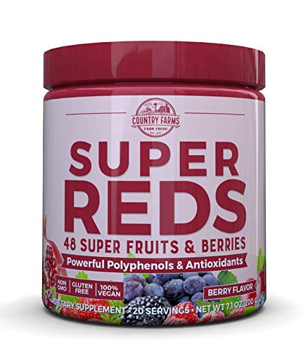COUNTRY FARMS Super Reds Energizing Polyphenol Superfood, Antioxidants, Drink Mix, 20 Servings , 7.1 Ounce (Pack of 1)