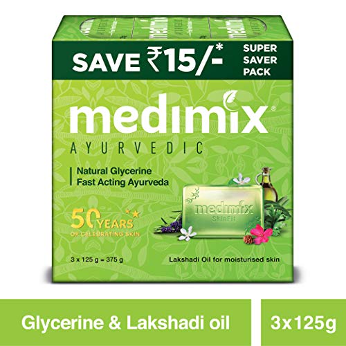 Medimix Ayurvedic Natural Glycerine Bathing Bar, 125 g (Pack of 3)