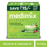 Medimix Ayurvedic Natural Glycerine Bathing Bar, 125 g (Pack of 3)