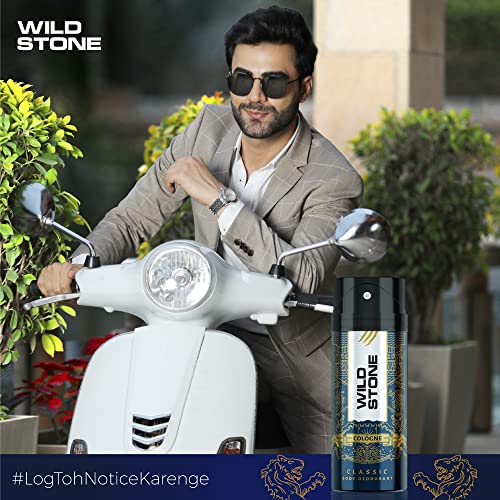 Wild Stone Classic Cologne Long Lasting Body Deodorants for Men, Pack of 2 (225ml each)