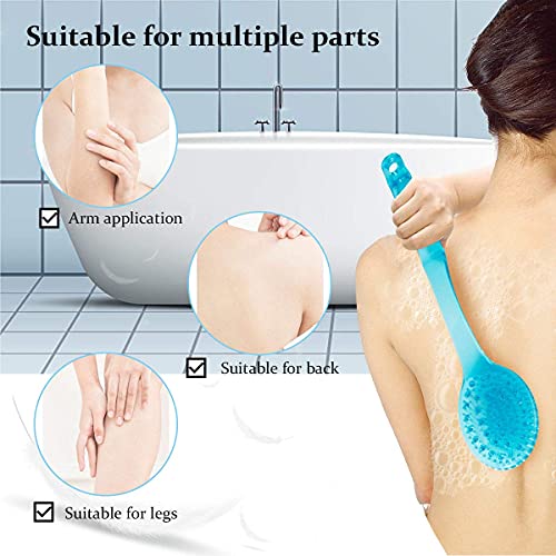 Electomania® Body Bath Shower Back Brush Massager Spa Scrubber Long Handle with Super Soft Bristles Back Scrubber Wholesome Dry Skin Bath Brush (Blue)
