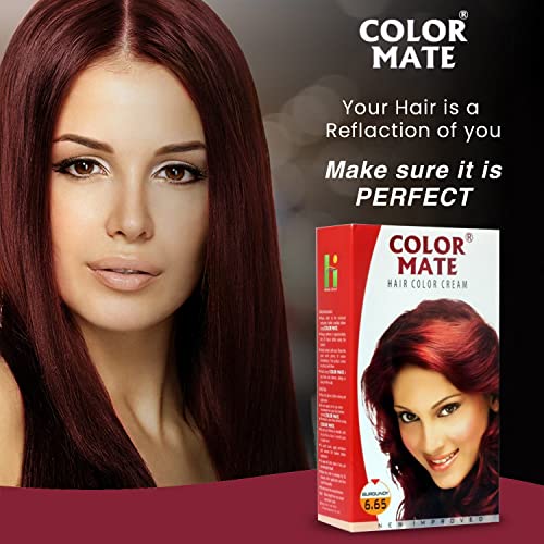 Color Mate Hair Color Cream, Burgundy, 130ml (Pack of 2)