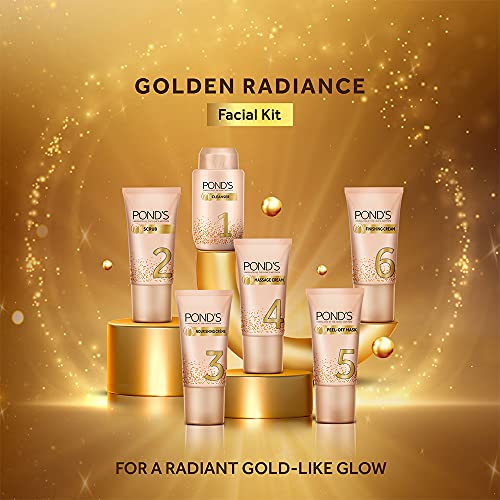 Pond’s Golden Radiance Facial Kit, 24K Pure Gold, Golden Glow At Home, Youthful Glow, Instant Glow, In Just 6 Easy Steps, 80 g