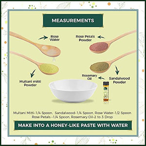 INDUS VALLEY Skin Glowing Face Pack Bio-Organic (Multani Mitti, Sandalwood, Organic Rose Petal ,Rosemary Essential Oil ,Fresh Rose water) 30*3=90g, 30ml+5ml=35ml