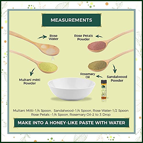 INDUS VALLEY Skin Glowing Face Pack Bio-Organic (Multani Mitti, Sandalwood, Organic Rose Petal ,Rosemary Essential Oil ,Fresh Rose water) 30*3=90g, 30ml+5ml=35ml