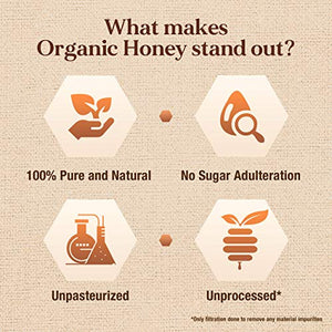 Dabur Organic Honey | 100% Pure and Natural | NPOP Organic Certified | Raw , Unprocessed , Unpasteurized Honey | No Sugar Adulteration – 500gm