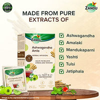 Zandu Ashwagandha Amla Ayurvedic Infusion, a Herbal Tea Enriched with 6 Ayurvedic Ingredients (25 Tea Bags)