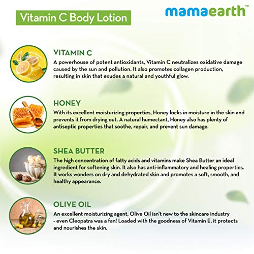 Mamaearth Vitamin C Body Lotion with Vitamin C & Honey for Radiant Skin (400 ml, All Skin Types)