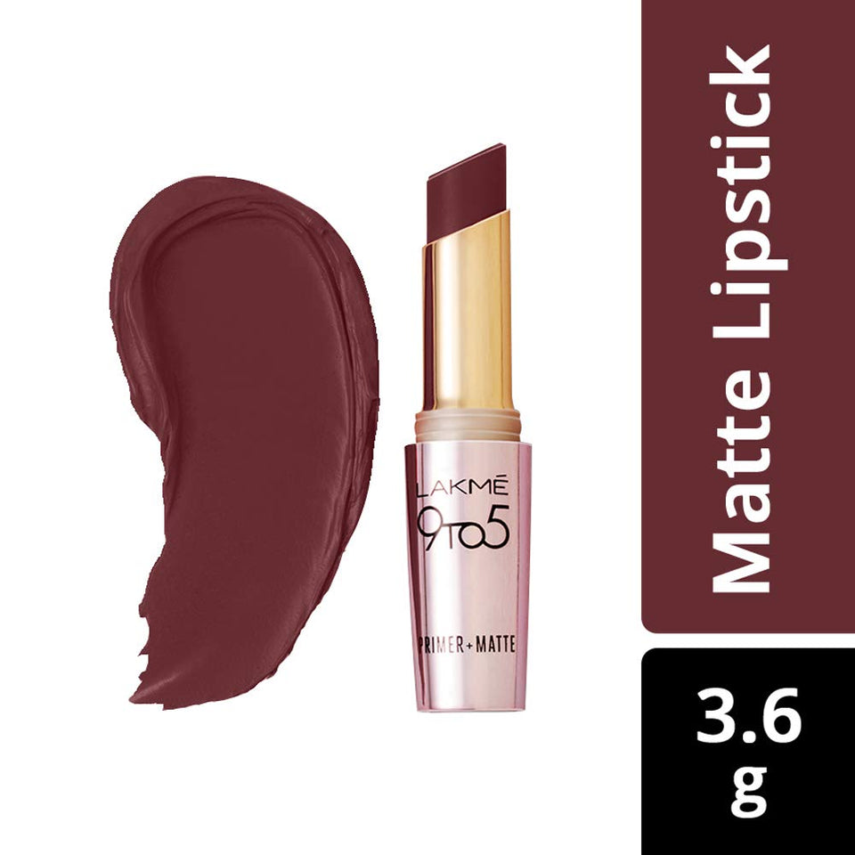 Lakmé 9 to 5 Primer with Matte Lip Color, MB9 Cabernet Category, 3.6g
