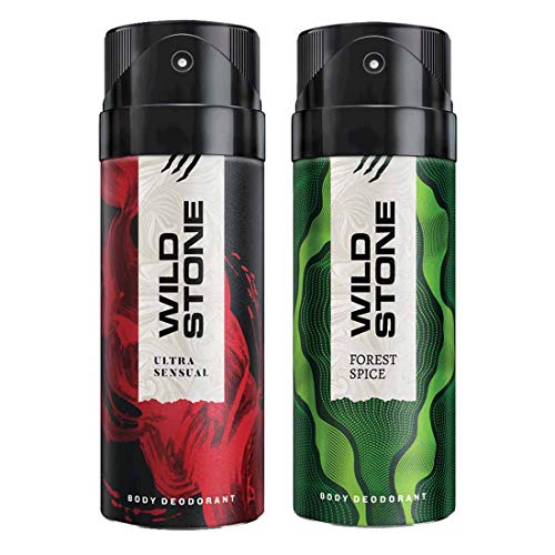 Wild Stone Ultra Sensual and Forest Spice Deodorants for Men, Pack of 2 (150ml each)