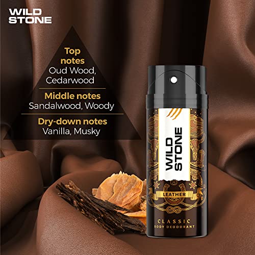 Wild Stone Classic Leather Long lasting Masculine Deodorant for Men, 225ml