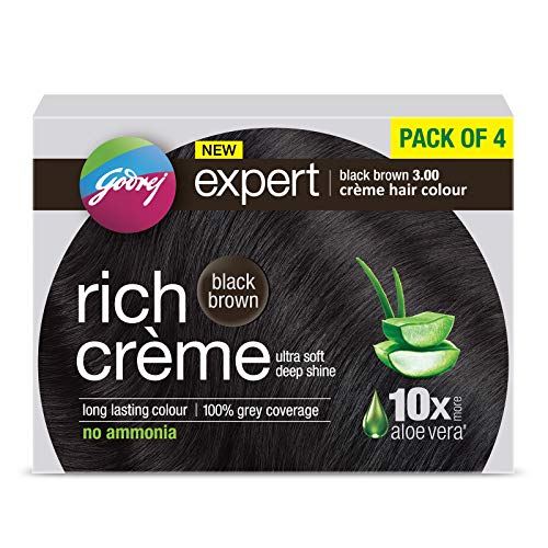 Godrej Expert Rich Crème Hair Colour Shade 3 BLACK BROWN, Pack of 4