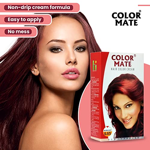 Color Mate Hair Color Cream, Burgundy, 130ml (Pack of 2)
