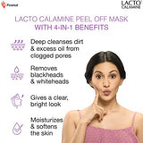 Lacto Calamine Face Peel Off Mask with Activated Charcoal and Vitamin E for deep pore cleansing, removing blackheads and whiteheads & fresh glowing skin – No Parabens No Sulphates, Black, 120 g