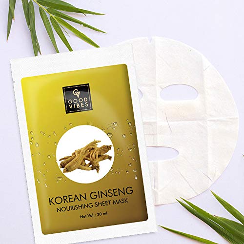 Good Vibes Korean Ginseng Nourishing Sheet Mask (Pack of 3) | Lightweight Hydrating Moisturizing Softening Face Serum Sheet Mask For All Skin Types | No Animal Testing