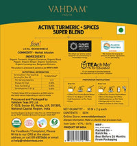 VAHDAM - Organic Spiced Turmeric Tea - 50 Herbal Tea Bags | Blend of Turmeric Powder & Fresh Spices | Herbal Tea for Weight Loss | 100% Natural Detox