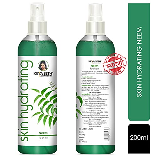 Keya Seth Aromatherapy Skin Hydrating Neem Toner – Anti Acne & Pimple, For Oily Skin. Control Excess Oil & Revitalizing Natural Glow Enriched with Pure Neem & Sweet Geranium Essential Oil.