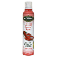 Mantova Chili Flavored Extra Virgin Olive Oil Spray, heart-healthy cooking spray perfect for salads, pasta sauces, or grilling, 100% natural cooking oil made in Italy, olive oil dispenser bottle sprays, drips, or streams with no waste, 8 oz