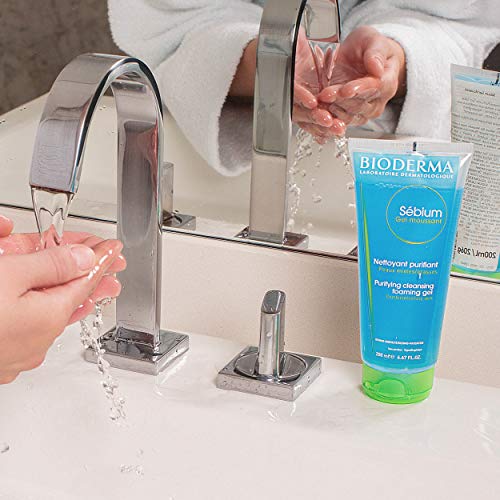 Bioderma Sebium Moussant Purifying Cleansing Foaming Gel Combination to Oily Skin (Tube), Blue, 200 ml