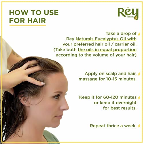 Rey Naturals Eucalyptus Oil, 15 ML 100% Natural For Aromatherapy & Aroma Diffusers For Massage Over Skin, Muscle & Joints