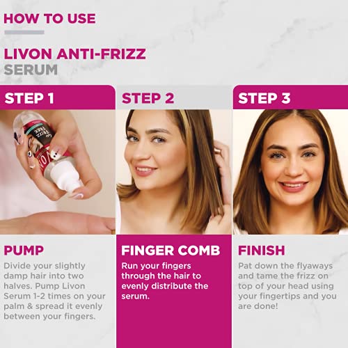 Livon Hair Serum for Women & Men| All Hair Types |Smooth, Frizz free & Glossy Hair | With Moroccan Argan Oil & Vitamin E | 100 ml (Pack of 2)