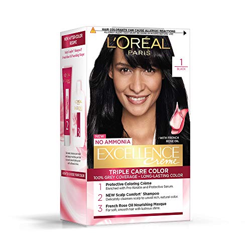 L'Oreal Paris Excellence Creme Hair Color, 1 Black, 72ml+100g