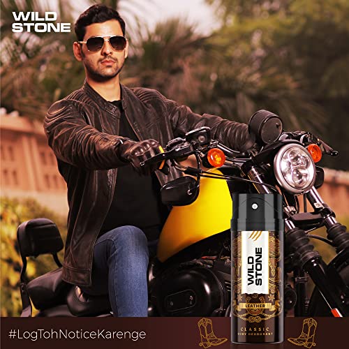 Wild Stone Classic Leather Long lasting Masculine Deodorant for Men, 225ml
