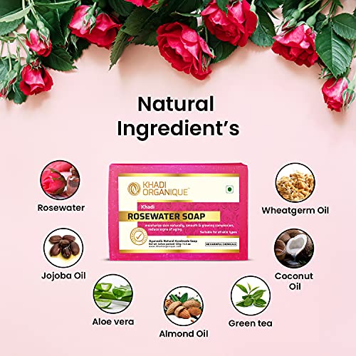 Khadi Organique Natural Herbal Rose Geranium Soap Pack of 4