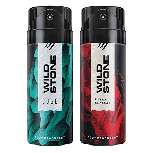 Wild Stone Edge and Ultra Sensual Long lasting Deodorants for Men, Pack of 2 (150ml each)
