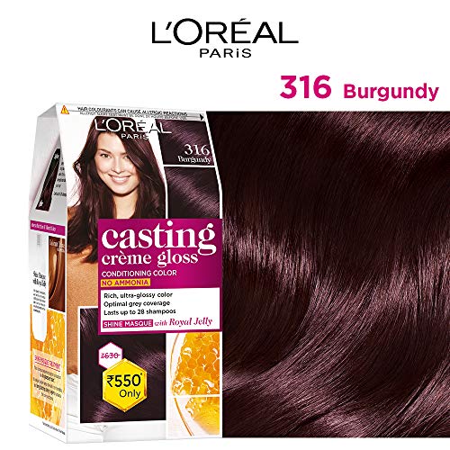 L'Oreal Paris Casting Crème Gloss Conditioning Hair Color, 87.5g + 72ml - Burgundy 316 (Pack of 1)