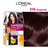 L'Oreal Paris Casting Crème Gloss Conditioning Hair Color, 87.5g + 72ml - Burgundy 316 (Pack of 1)