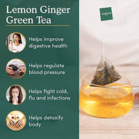 VAHDAM - Organic Ginger Lemon Vitamic C Rich Green Tea - 50 Tea Bags | 100% Natural | Certified Organic Detox Tea & Ginger Tea Aids Weight Loss