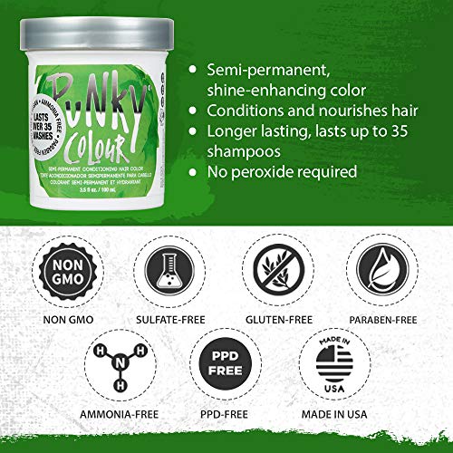 Jerome Russell Punky Semi Permanent Hair Color Conditioning, 100ml - Spring Green (Pack of 1)